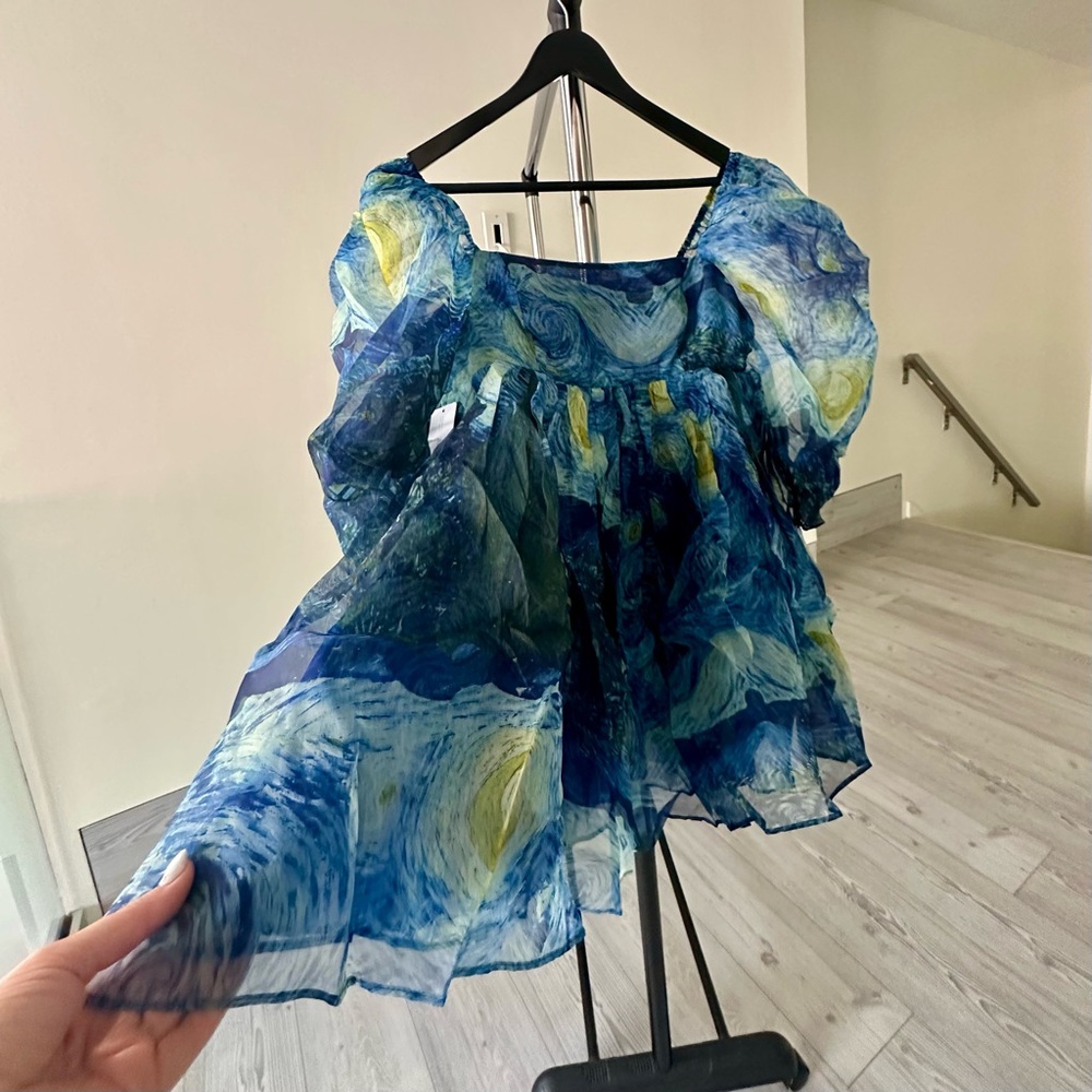 Selkie The Starry Night Silk Puff Dress Small NWT - Picture 12 of 16